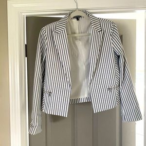 Blue and white striped blazer